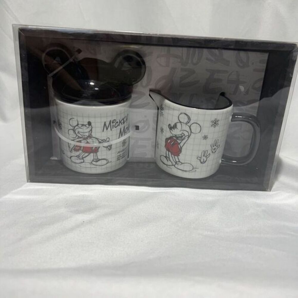 Disney Christmas Scetchbook Mickey Mouse Cream and Sugar Set/